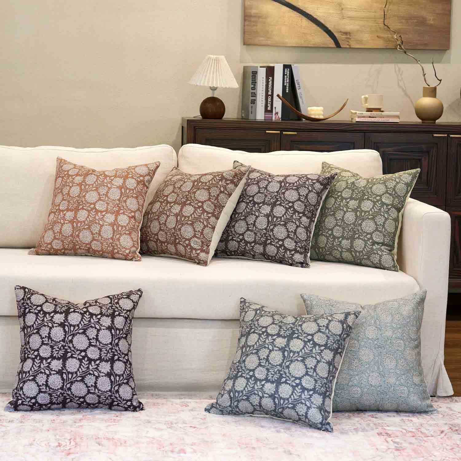 Gubbio Charming Vintage Floral Embroidered Pillow Cover-