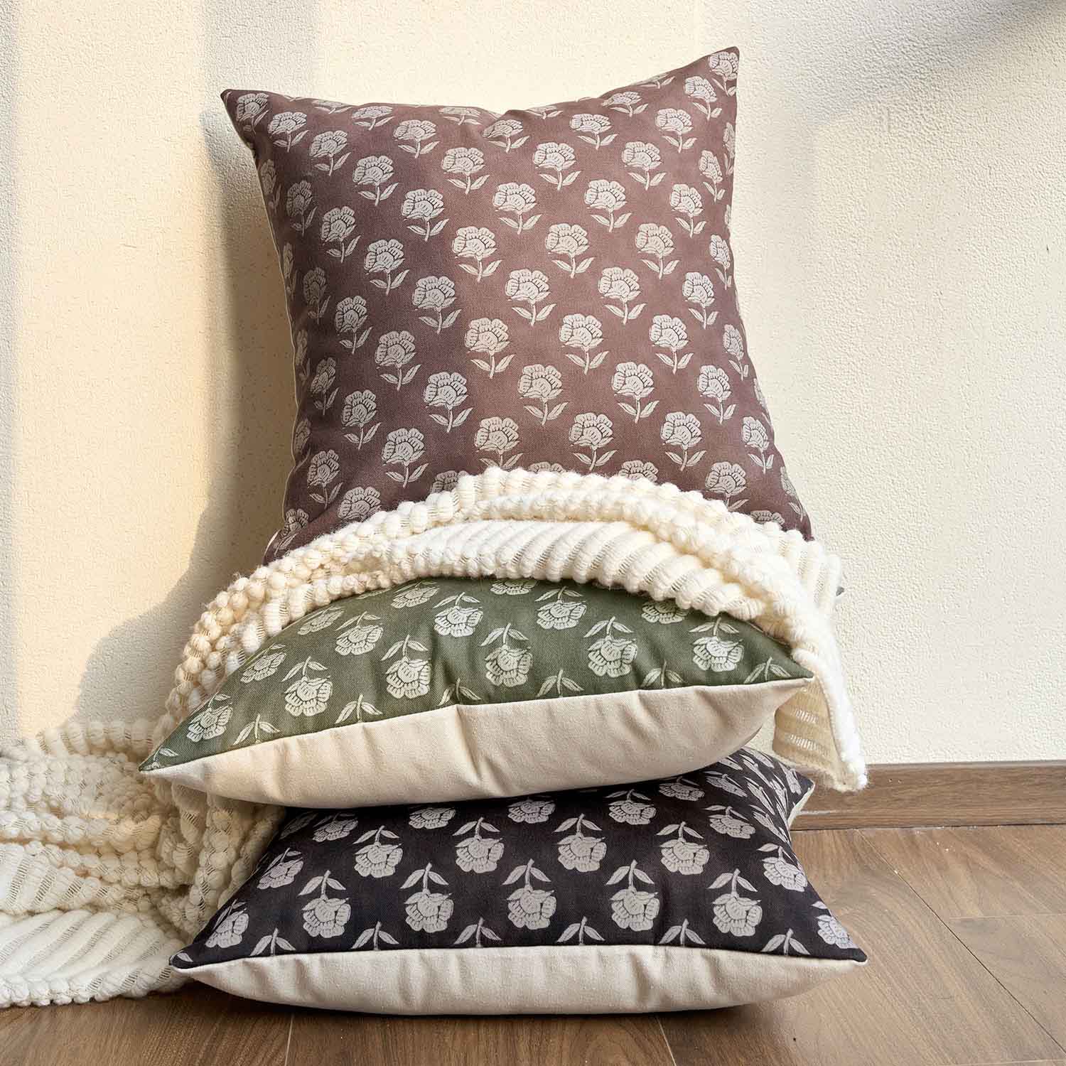 Monza Rustic Elegance Serene Floral Pillow Cover-