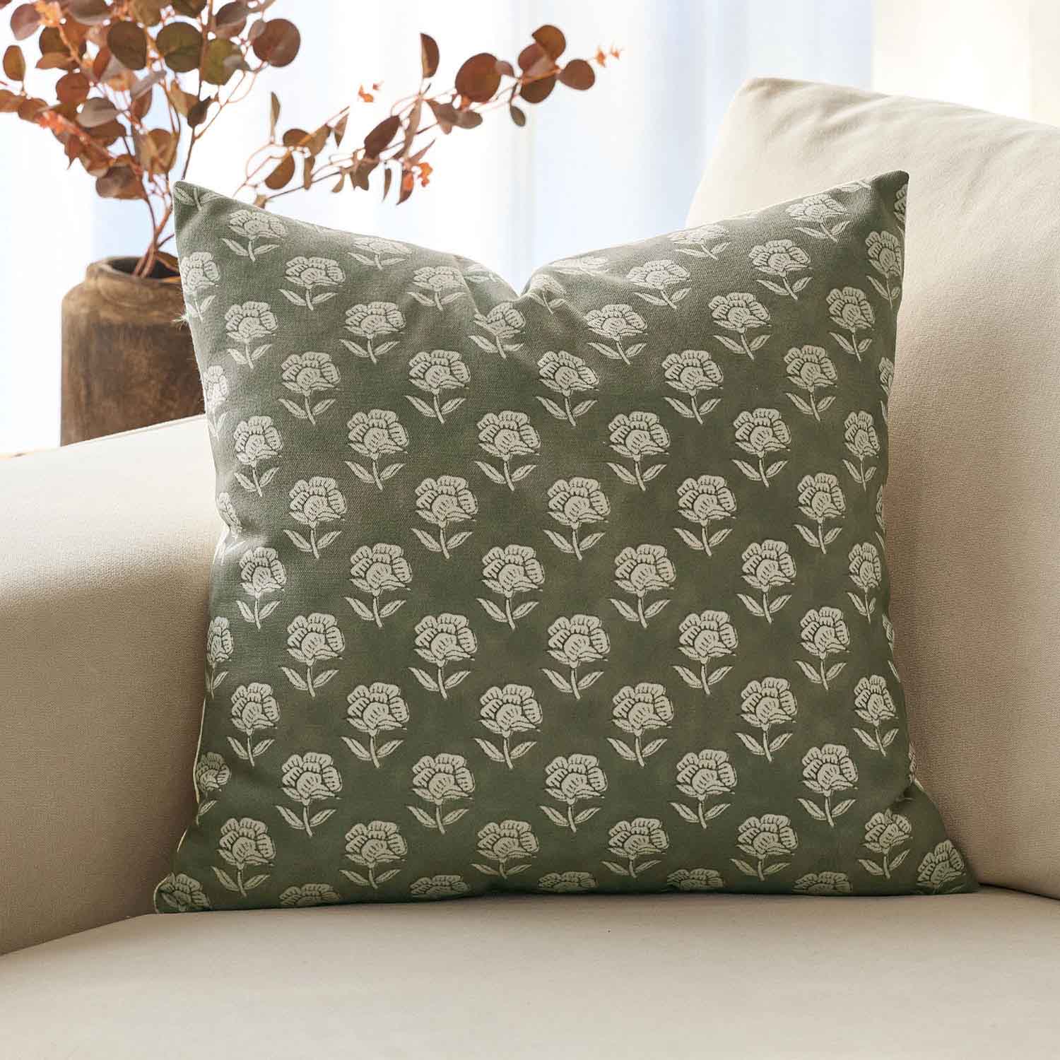 Monza Rustic Elegance Serene Floral Pillow Cover-